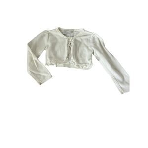 Koala Kids Baby Girls White Button Down Shrug Lace Trim Cardigan Sweater Size 3T